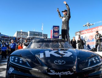 Kyle Busch, Joe Gibbs Racing, Toyota Supra Extreme Concepts/iK9, celebrates his victory