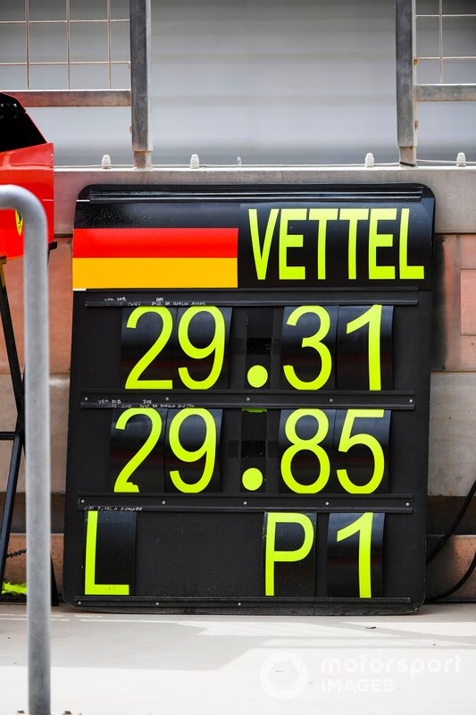 Pit board for Sebastian Vettel, Ferrari