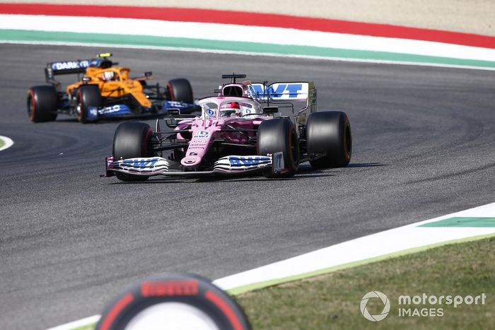 Sergio Pérez, Racing Point RP20, Lando Norris, McLaren MCL35