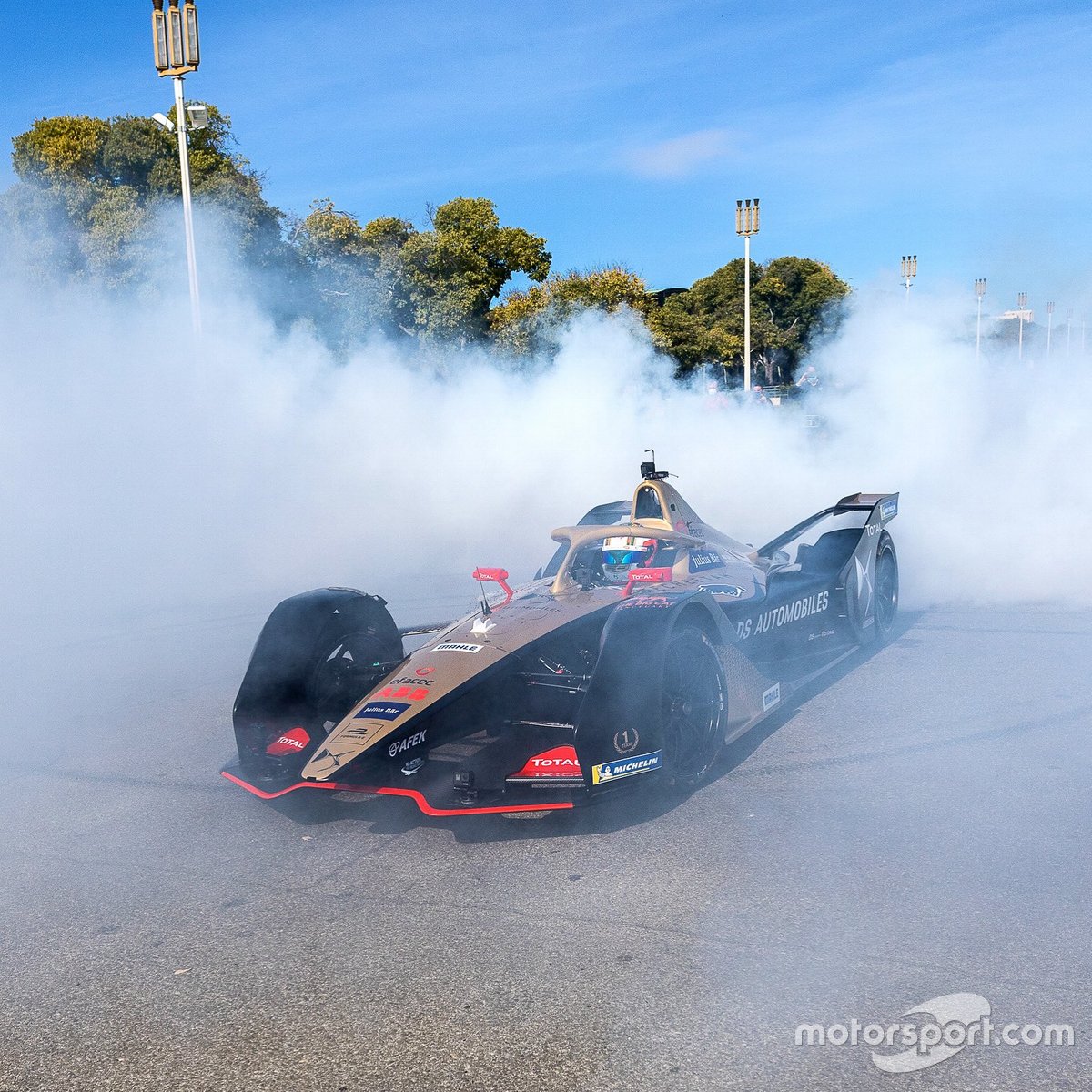 Antonio Felix Da Costa, driver of DS TECHEETAH FE Team, celebrates championship titles in Lisbon, Portugal