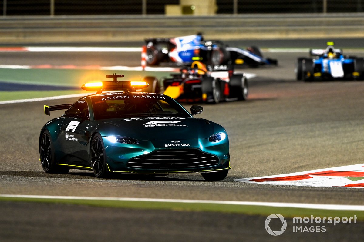 The Safety Car leads Juri Vips, Hitech Grand Prix, and Lirim Zendeli, MP Motorsport