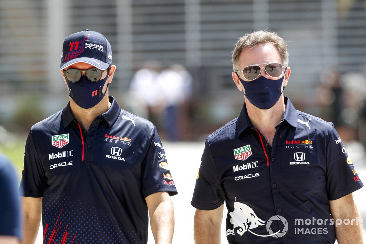 Sergio Pérez, Red Bull Racing y Christian Horner, Team Principal, Red Bull Racing 