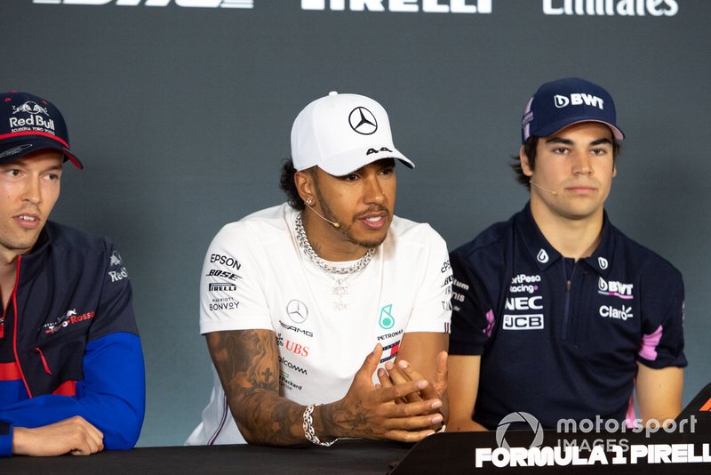 Daniil Kvyat, Toro Rosso, Lewis Hamilton, Mercedes AMG F1 and Lance Stroll, Racing Point