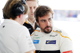 Fernando Alonso, McLaren, in the garage