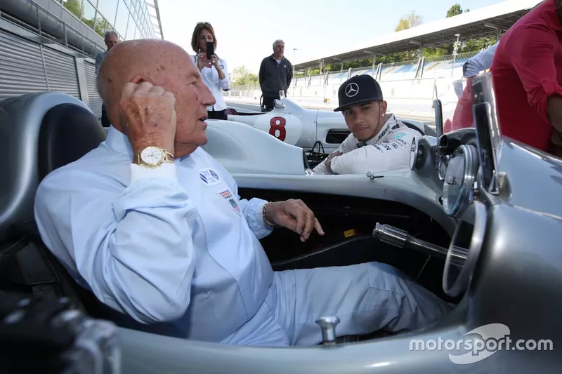 Lewis Hamilton y Sir Stirling Moss en Monza