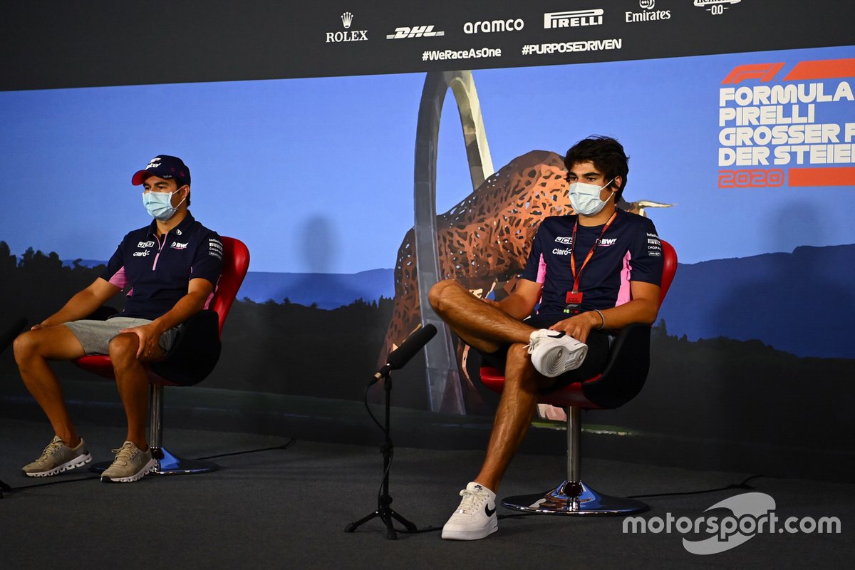 Sergio Perez, Racing Point and Lance Stroll, Racing Point in the press conference