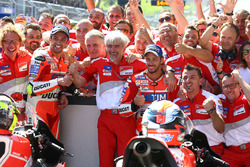 Winner Andrea Iannone, Ducati Team, second place Andrea Dovizioso, Ducati Team and Gigi Dall'Igna, Ducati Team General Manager