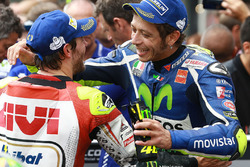 Second place Valentino Rossi, Yamaha Factory Racing with race winner Cal Crutchlow, Team LCR Honda