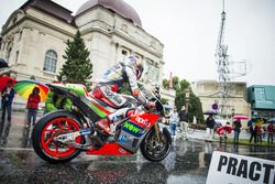Stefan Bradl, Aprilia Racing Team Gresini performs at the MotoGP parade