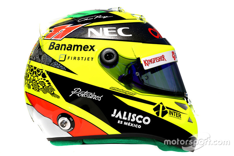 El casco de Sergio Pérez, Sahara Force India F1, 2016