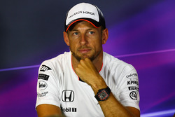 Jenson Button, McLaren, lors de la conférence de presse de la FIA
