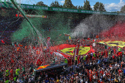 Ferrari Fans and flags at the podium celebrations