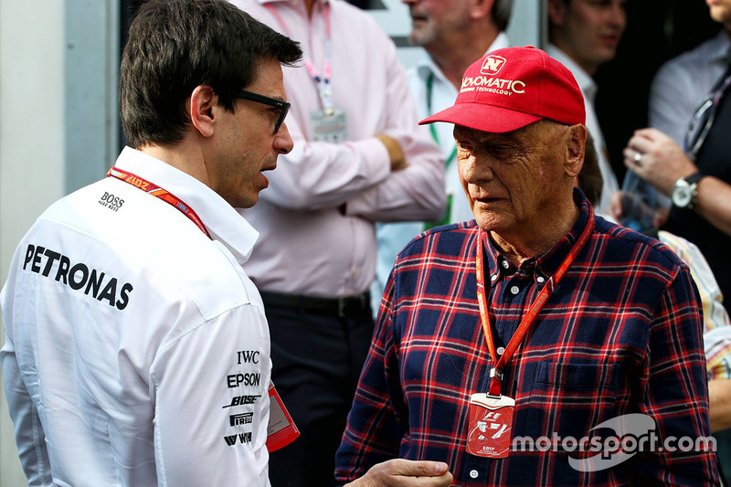 Toto Wolff, Mercedes AMG F1 Shareholder and Executive Director with Niki Lauda, Mercedes Non-Executi