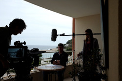 La troupe mentre gira una scena