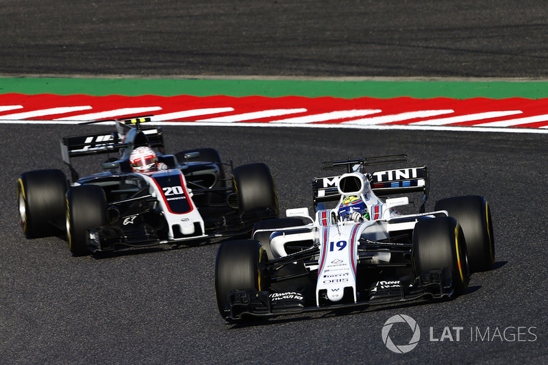 Felipe Massa, Williams FW40, Kevin Magnussen, Haas F1 Team VF-17