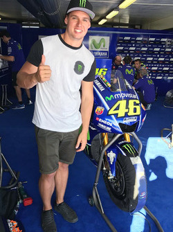 Cameron Waters in the Yamaha garage