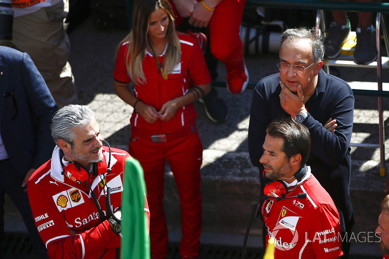 Maurizio Arrivabene, Team Principal, Ferrari, Sergio Marchionne, Chief Executive Officer, Fiat Chrysler and Chairman, Ferrari