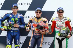 Polesitter Marc Marquez, Repsol Honda Team, second place Valentino Rossi, Yamaha Factory Racing, third place Cal Crutchlow, Team LCR Honda