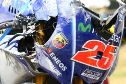 The crashed bike of Maverick Viñales, Yamaha Factory Racing