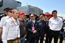 Herbert Kickl, Austrian Interior Minister with Niki Lauda, Mercedes AMG F1 Non-Executive Chairman and Toto Wolff, Mercedes AMG F1 Director of Motorsport