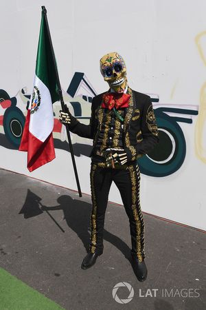 Day of the Dead character with Mexican flag