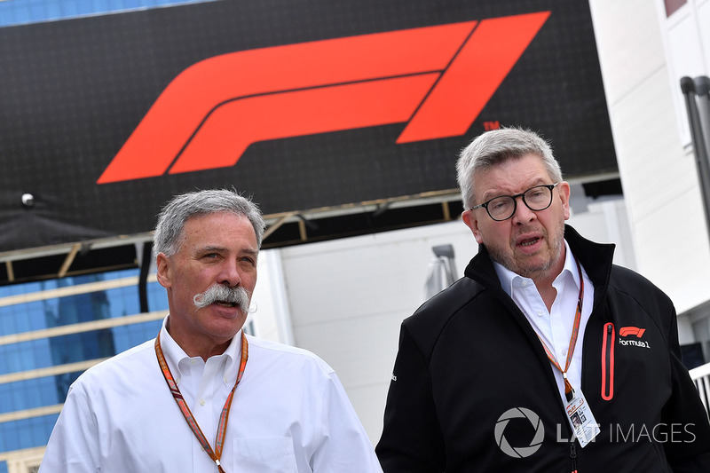 Chase Carey, Chief Executive Officer and Executive Chairman of the Formula One Group and Ross Brawn,