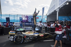 Jean-Eric Vergne, Techeetah, celebrates in Parc Ferme after winning the championship