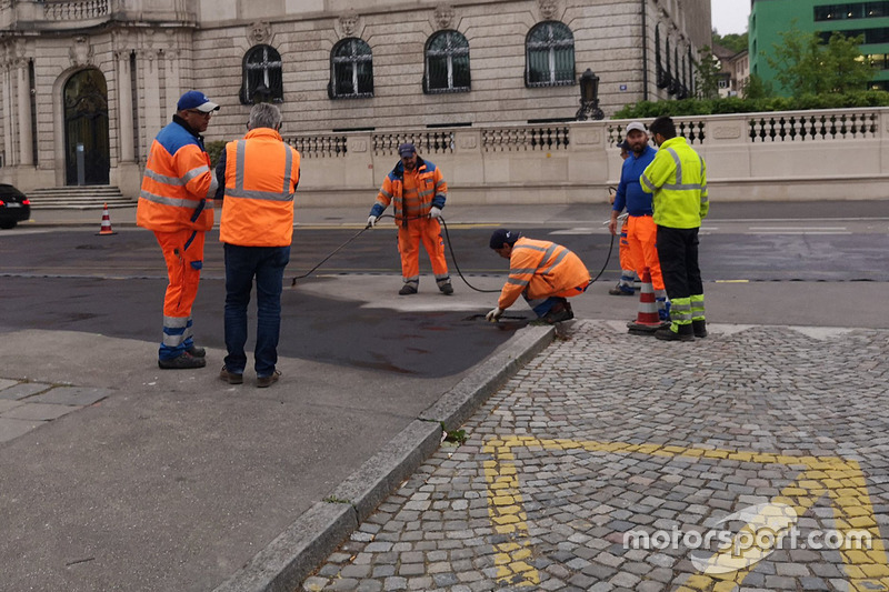 Trabajos de construcción en la pista en Zurich