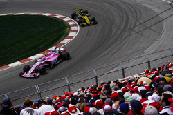 Esteban Ocon, Force India VJM11, leads Nico Hulkenberg, Renault Sport F1 Team R.S. 18