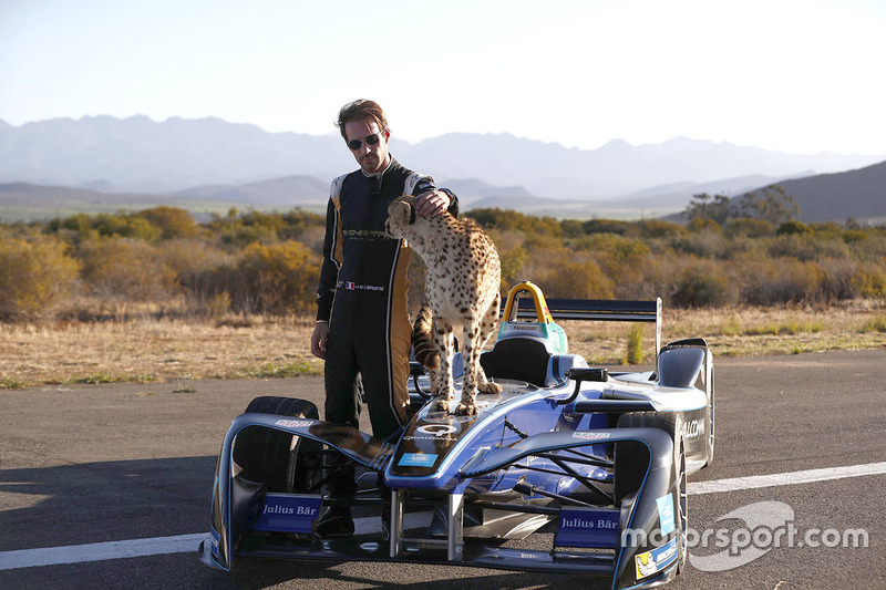 Jean-Eric Vergne with a cheetah