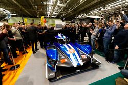 The Ginetta LMP1 car is unveiled, Graeme Lowdon and Ginetta boss Lawrence Tomlinson pulls the covers