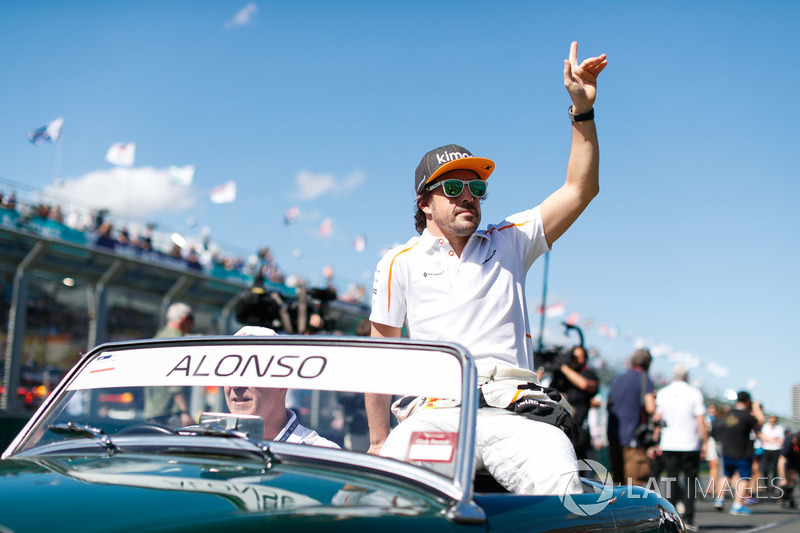 Fernando Alonso, McLaren, in the drivers parade