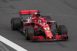 Sebastian Vettel, Ferrari SF71H, 1st position, punches the air in celebration after crossing the fin