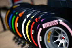 Colour coded Pirelli tyres