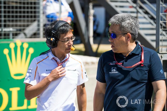 Hiroshi Imai, ingeniero jefe de McLaren, con Masashi Yamamoto, General Manager de Honda Motorsport