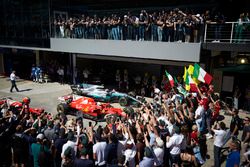 Sebastian Vettel, Ferrari SF70H, race winner, Valtteri Bottas, Mercedes AMG F1 W08, second place