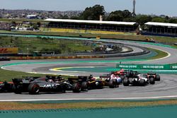 Sebastian Vettel, Ferrari SF70H leads at the start of the race