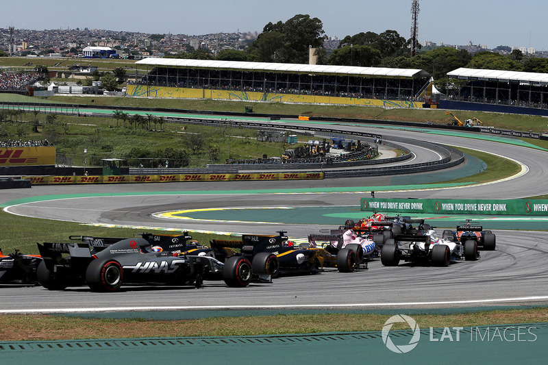 Sebastian Vettel, Ferrari SF70H leads at the start of the race