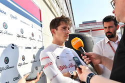 Charles Leclerc, Sauber talks with the media
