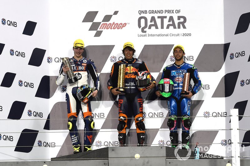 Podium : Aki Ajo, Lorenzo Baldassarri, Pons HP40, Tetsuta Nagashima, Red Bull KTM Ajo, Enea Bastianini, Italtrans Racing Team