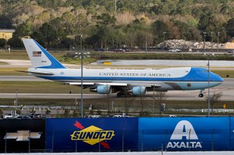 Donald J Trump, The President of The United States and Grand Marshall for the Daytona 500 Leaves on Air Force One