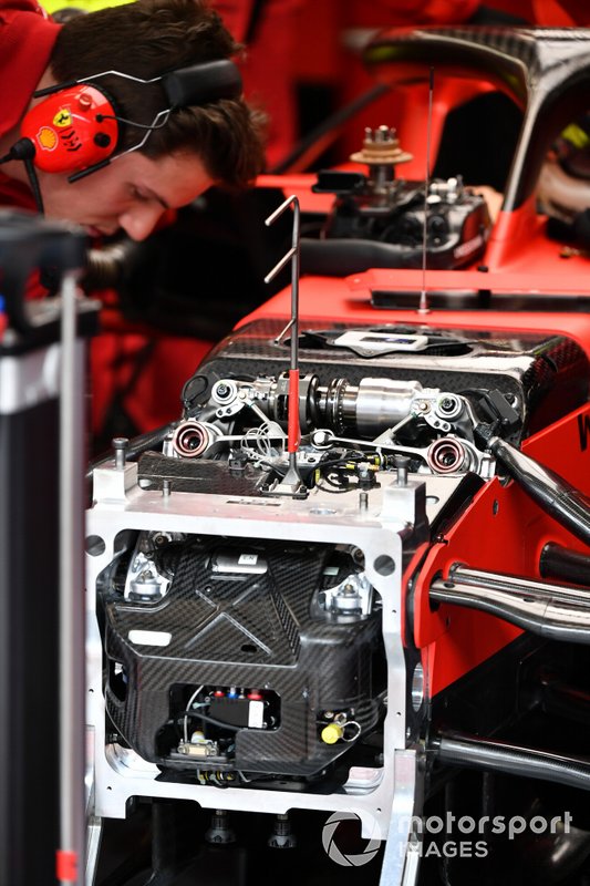 Suspension detail on Sebastian Vettel's Ferrari SF1000