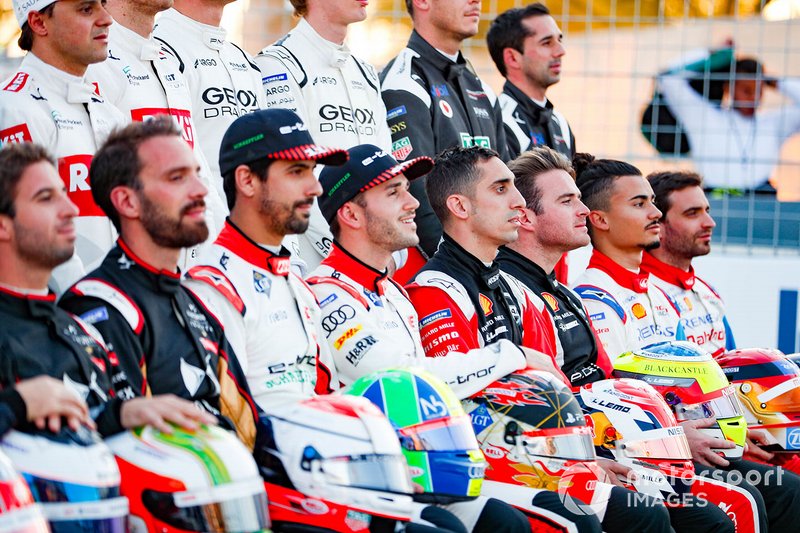 Lucas Di Grassi, Audi Sport ABT Schaeffler, Daniel Abt, Audi Sport ABT Schaeffler, Sébastien Buemi, Nissan e.Dams, Oliver Rowland, Nissan e.Dams at the drivers' photo