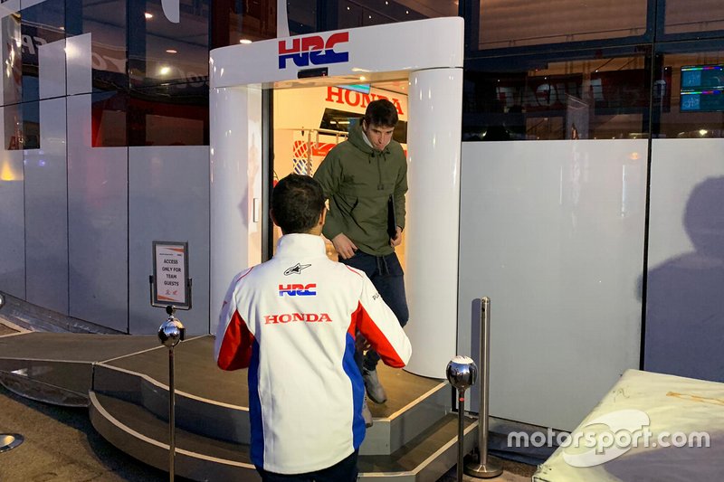 Alex Marquez at the Honda HRC motorhome