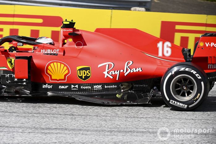 Daños en el monoplaza de Charles Leclerc, Ferrari SF1000 