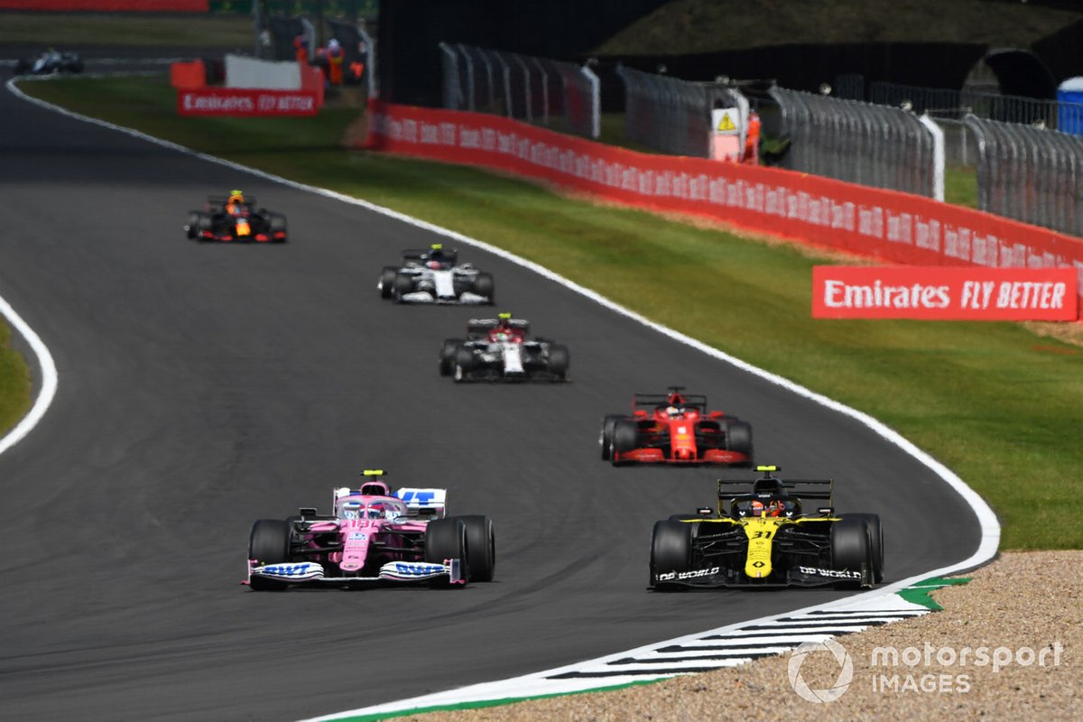 Esteban Ocon, Renault F1 Team R.S.20, Lance Stroll, Racing Point RP20