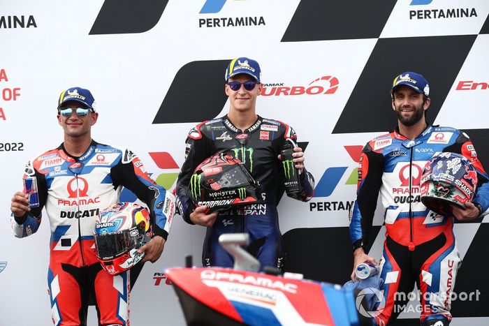 Pole para Fabio Quartararo, Yamaha Factory Racing, en el segundo lugar Jorge Martín, Pramac Racing, y tercero Johann Zarco, Pramac Racing