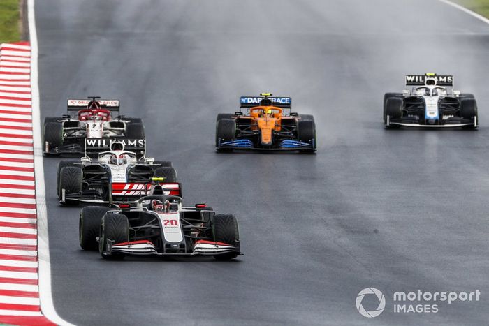 Kevin Magnussen, Haas VF-20, George Russell, Williams FW43, Kimi Raikkonen, Alfa Romeo Racing C39, Lando Norris, McLaren MCL35, Nicholas Latifi, Williams FW43