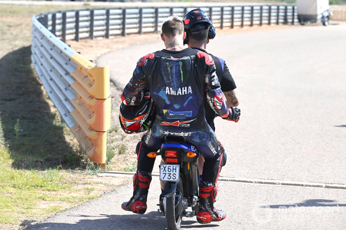 Scuffed leathers were Quartararo's takeaway from a pair of accidents at Aragon, as his title defence loses polish