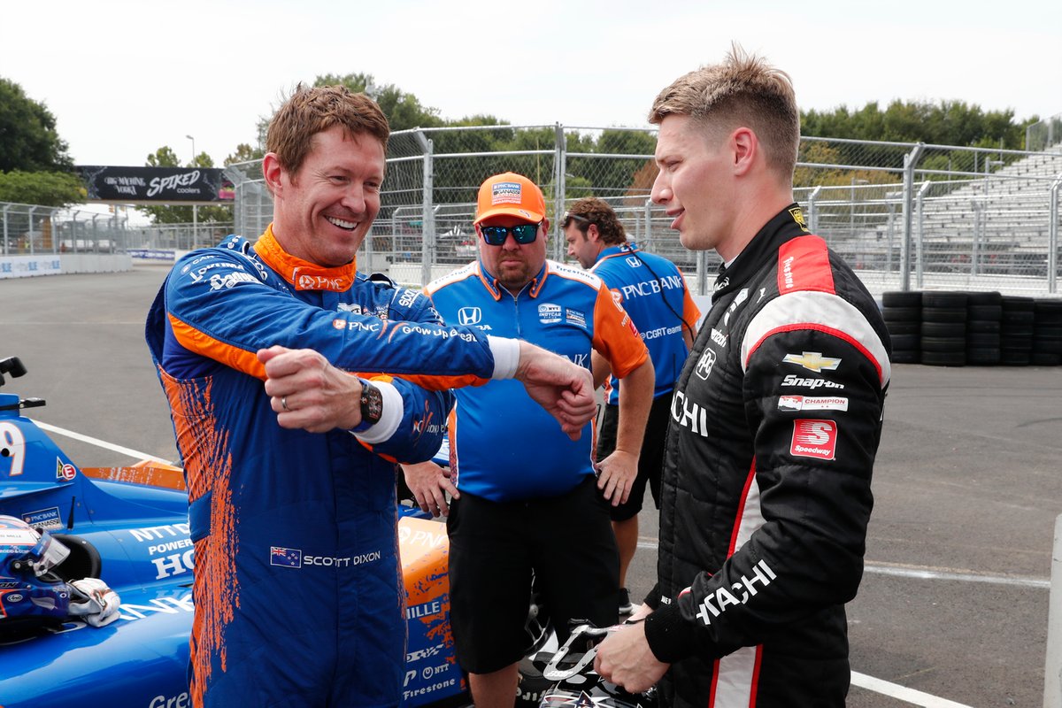 Scott Dixon, Chip Ganassi Racing Honda, Josef Newgarden, Team Penske Chevrolet